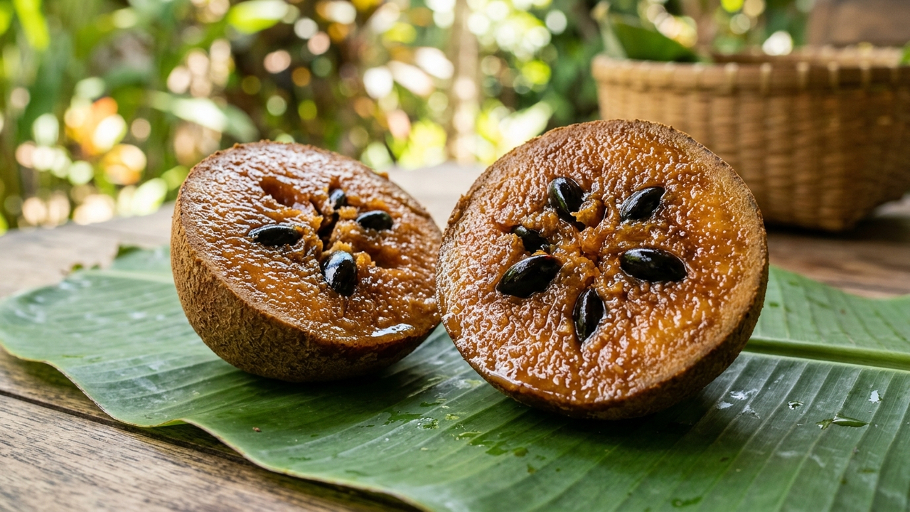 Essa fruta nativa tem sabor doce de pudim de caramelo e nasce em uma árvore de grande porte com sombra generosa para o quintal