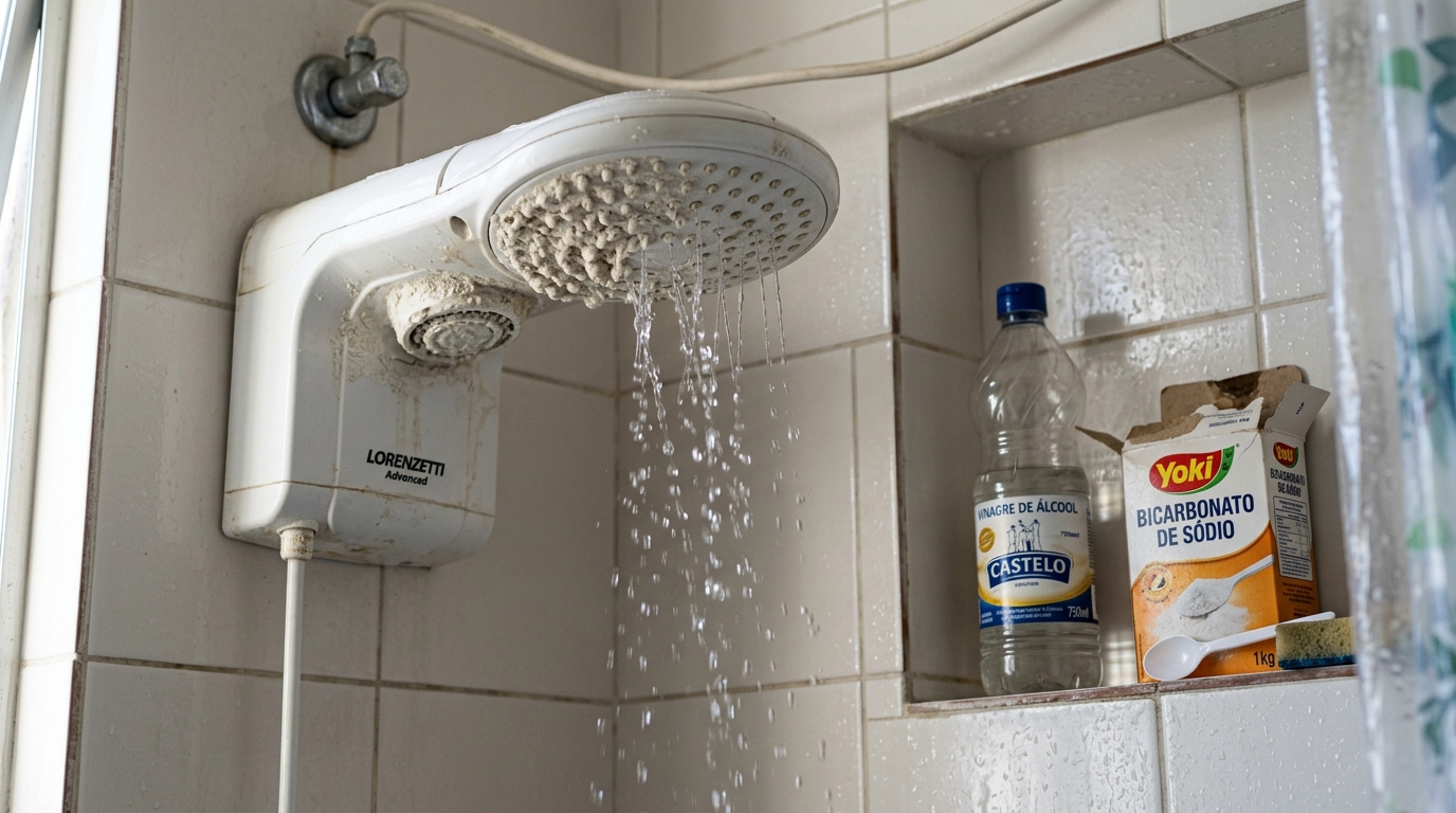 Como remover o calcário do chuveiro e fazer com que a água flua com força?