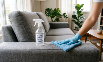 Mistura de álcool com vinagre branco: para que serve e por que funciona para limpar o estofado do sofá a seco sem estragar o tecido