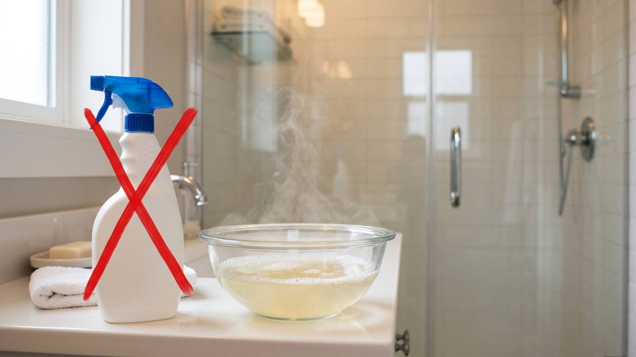 Misturar detergente neutro com vinagre quente: o desengordurante potente de R$ 2 que limpa o box e substitui os borrifadores de marca