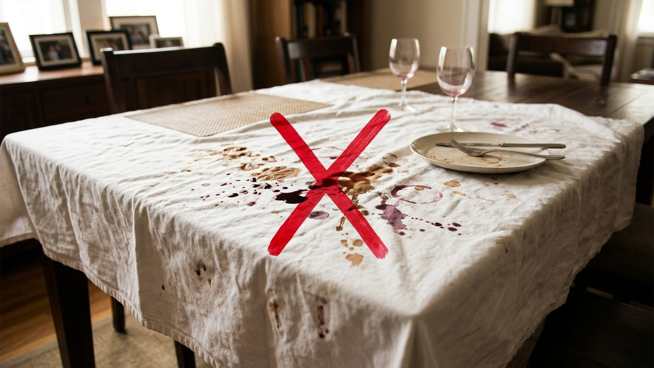 Adeus, toalha de mesa de pano que mancha: a nova cobertura com toque de tecido natural que limpa sujeiras pesadas apenas com um pano úmido