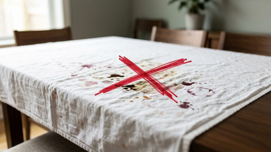 Adeus, toalha de mesa de pano que mancha: a nova cobertura com toque de tecido natural que limpa sujeiras pesadas apenas com um pano úmido
