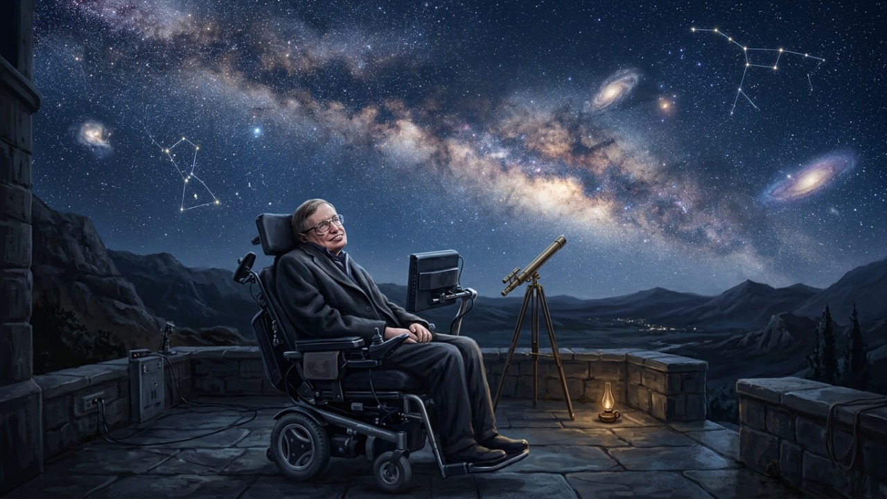 Stephen Hawking, físico teórico e cosmólogo: “Lembre-se de olhar para as estrelas e não para os seus pés.” Uma reflexão sobre esperança e coragem para enxergar além dos problemas