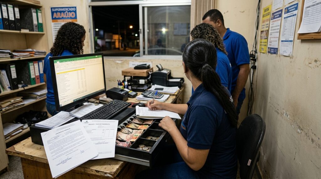 Caixa de supermercado leva R$ 220 de desconto no salário por uma diferença no fechamento do dia, acha que é normal, e descobre que a empresa não pode repassar o prejuízo do negócio ao funcionário sem prova de culpa