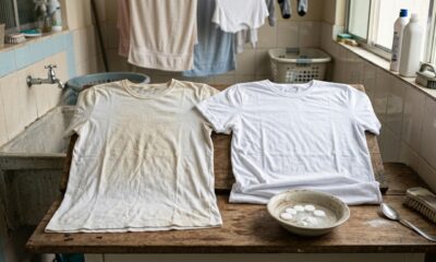 As camisas brancas amareladas e os mapas manchados de suor são coisa do passado: adicione um comprimido do armário de remédios de casa à lavagem de roupa
