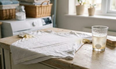 Camisetas brancas amareladas e manchas de suor podem ficar no passado: coloque uma aspirina na hora da lavagem para recuperar o tecido