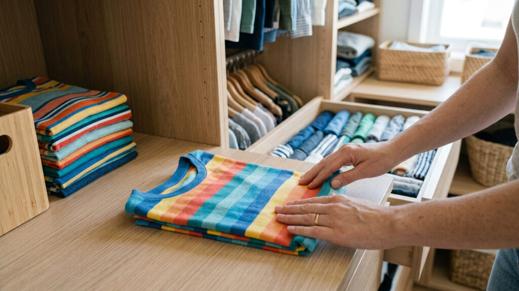 Adeus gavetas de camisetas bagunçadas: a nova técnica de dobra em arquivo para organizar o armário e visualizar todas as peças de uma só vez