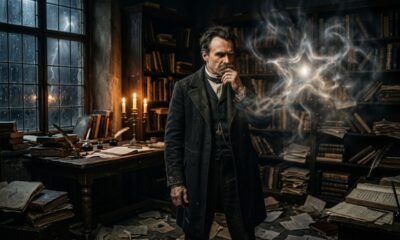 Mensagem de Friedrich Nietzsche: “É preciso ter o caos dentro de si para gerar uma estrela dançante.” Uma reflexão sobre como momentos difíceis também podem despertar grandeza