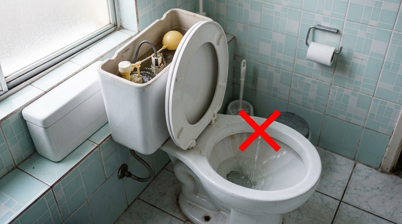 Água correndo sem parar no vaso sanitário: um método simples que vale a pena tentar antes de chamar um encanador