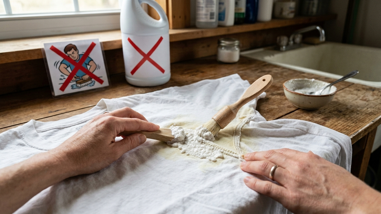 Sem esfregar com força, nem usar cloro: a melhor forma de remover o amarelado de suor das axilas de camisas com bicarbonato e água oxigenada
