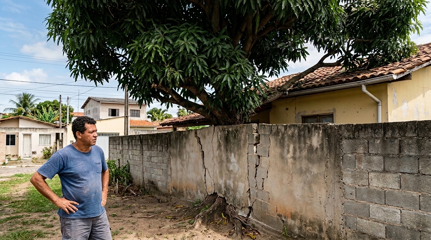 Vizinho planta árvore no próprio quintal para ter sombra, mas 8 anos depois os galhos e raízes invadem o terreno ao lado e rachaduras no muro transformam a copa frondosa em ação de indenização
