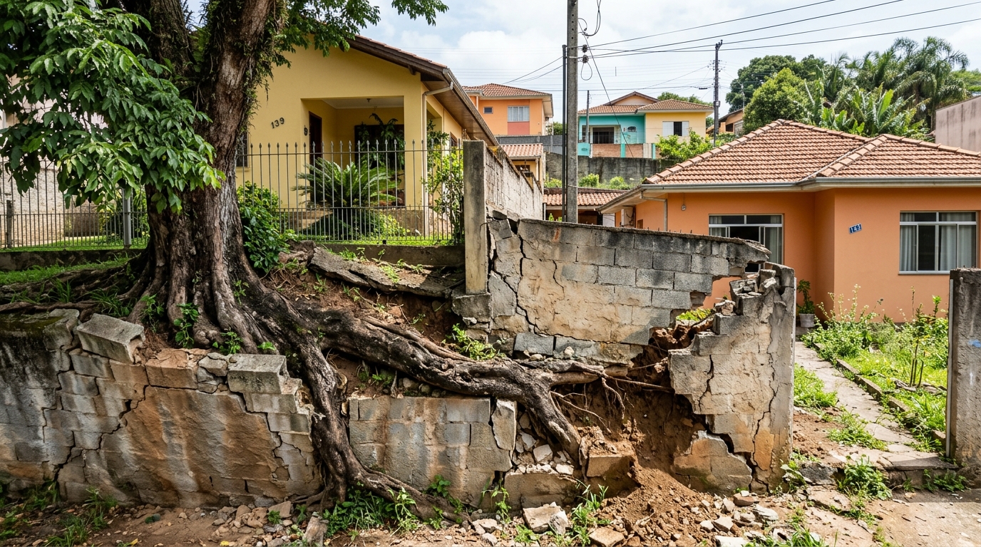 Vizinho planta árvore no próprio quintal para ter sombra, mas 8 anos depois os galhos e raízes invadem o terreno ao lado e rachaduras no muro transformam a copa frondosa em ação de indenização