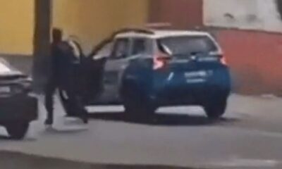 Viatura da PM sem motorista é flagrada em movimento e termina em colisão no Rio Comprido