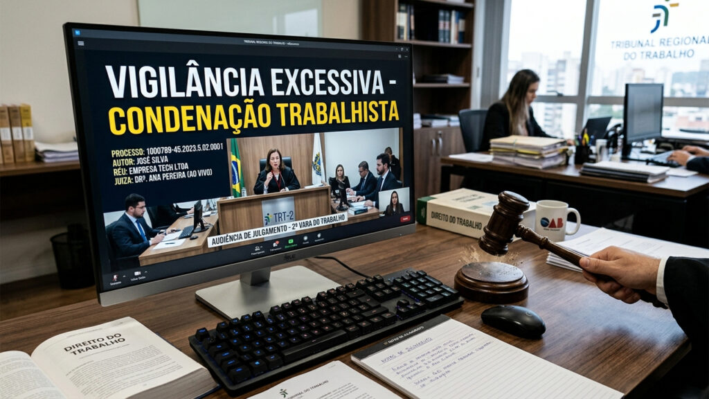 Chefe exige que funcionário mantenha a câmera do computador ligada por 8 horas no teletrabalho e Justiça condena empresa por vigilância excessiva