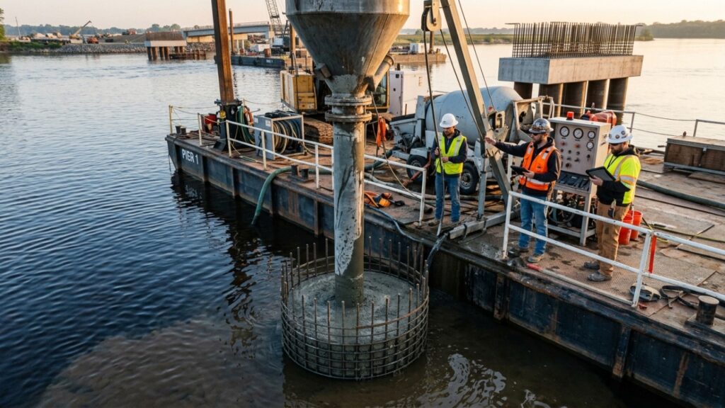 Como é feita a fundação de uma ponte embaixo d’água sem que a estrutura afunde