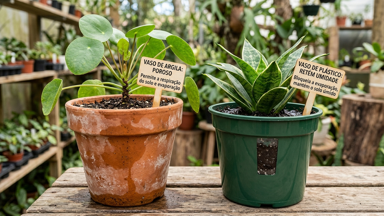 Vasos de barro x vasos de plástico: como a porosidade e a retenção de umidade de cada material afetam o desenvolvimento das suas plantas