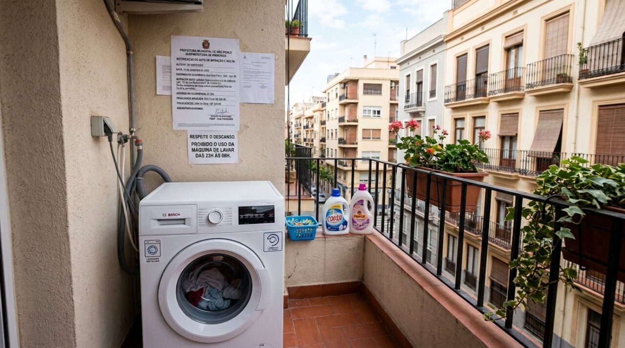 Morador coloca máquina de lavar roupas na varanda do seu apartamento e é multado em mais de R$ 15 mil reais