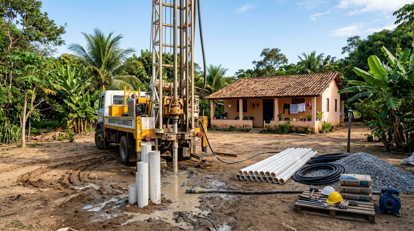Família gasta R$ 15 mil para abrir um poço artesiano dentro de casa e é surpreendida por multa da fiscalização, porque a água subterrânea pertence ao Estado e não ao dono do terreno