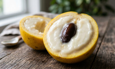 Adeus mamão tradicional: essa fruta de cor amarela e casca aveludada possui uma polpa cremosa que lembra a mistura de doce de leite com mel