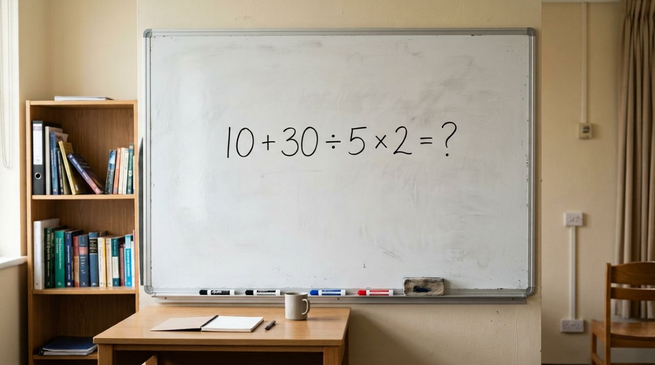 O cálculo 10 + 30 ÷ 5 × 2 parece fácil, mas pode enganar até os mais atentos