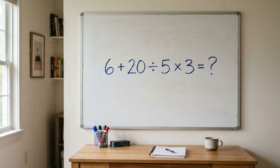 O cálculo 6 + 20 ÷ 5 × 3 parece óbvio, mas poucos chegam à resposta certa