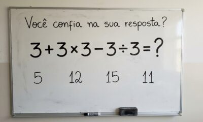 O cálculo 3 + 3 × 3 – 3 ÷ 3 parece simples, mas 78% das pessoas erram porque esquecem uma regra que aprenderam na quinta série