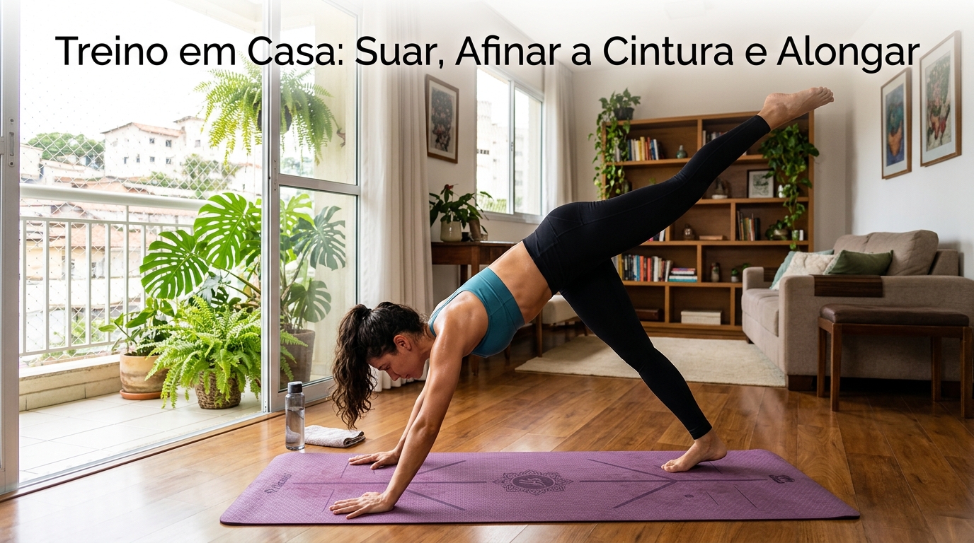 Treino para suar, afinar cintura, alongar e renovar, em casa sem equipamentos