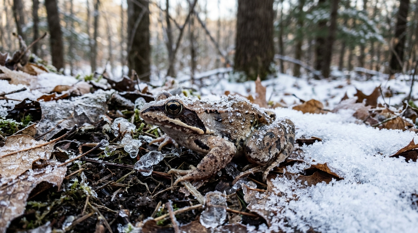 O anfíbio que sobrevive completamente congelado durante o inverno rigoroso