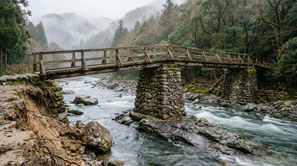 Provérbio japonês do dia: “A ponte que resiste ao rio não é a que desafia a corrente, mas a que aprende onde apoiar seus pilares.” Lições sobre estratégia, paciência e por que escolher bem onde se apoiar evita quedas maiores
