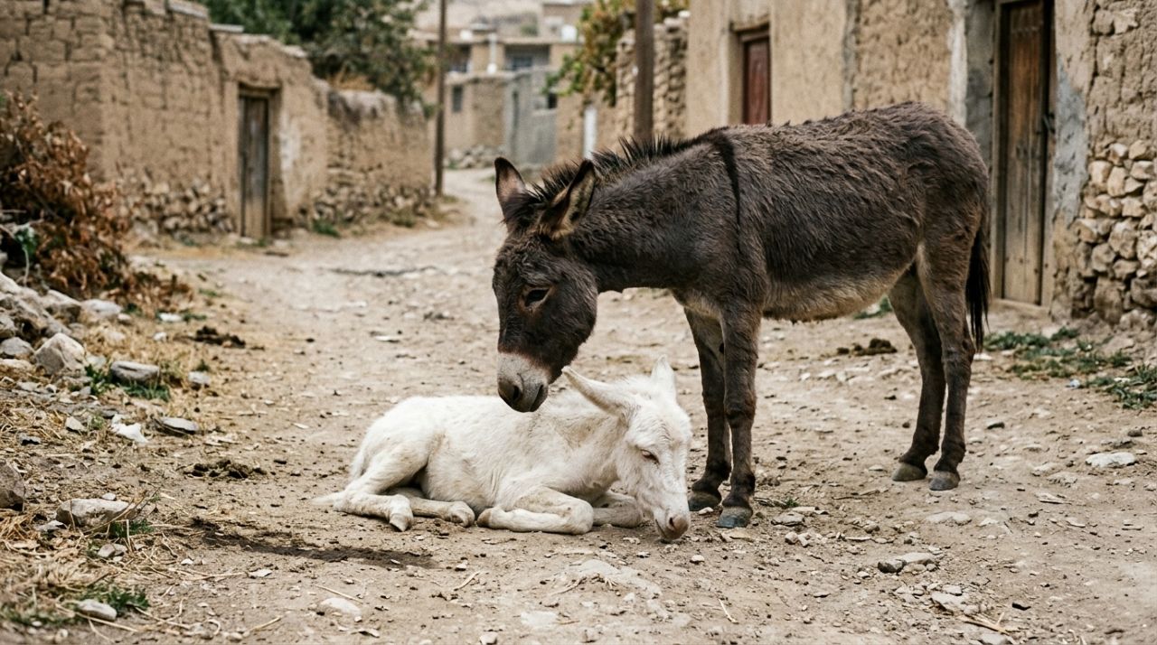 Burrinha abandonada para morrer agora vive feliz ao lado da mãe