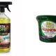 Garrafa amarela de Mata Mofo Eurodecor e embalagem verde de Miss Hidrat Guanidina