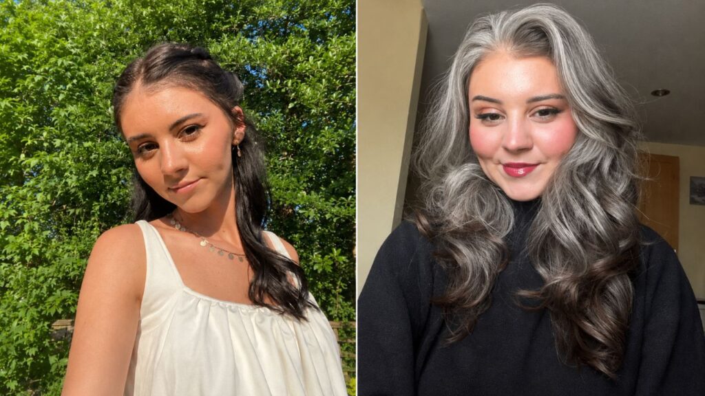 Ela parou de pintar o cabelo aos 29 anos e transformou os fios brancos em sua marca