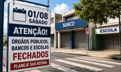 Bancos e serviços públicos fecham neste sábado, 1º de agosto, e mudam a rotina dos brasileiros