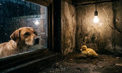 Cachorro arranha janela sem parar até criança descobrir filhote preso