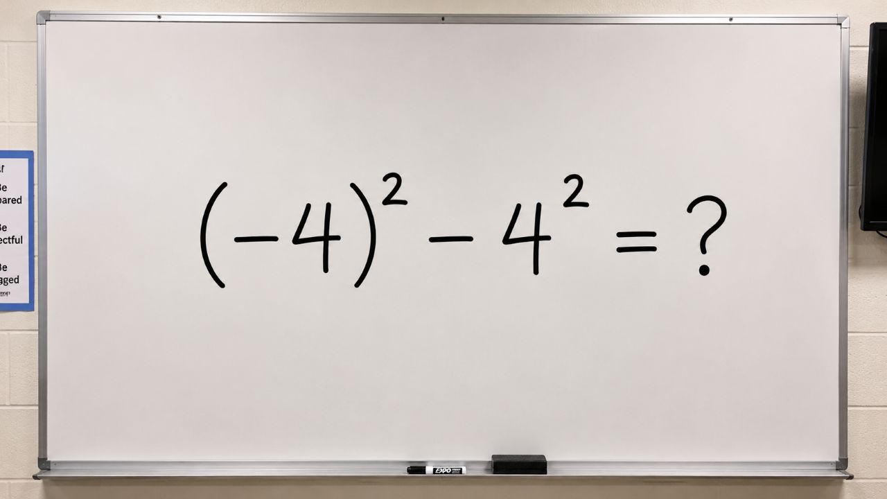 Professores de matemática explicam por que quase todo mundo erra essa conta: (−4)² − 4²