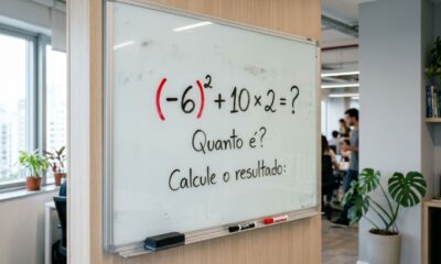 Professores de matemática explicam por que quase todo mundo erra essa conta: (−6)² + 10 × 2