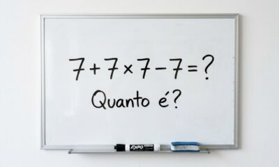 O cálculo 7 + 7 × 7 − 7 parece infantil, mas 68% dos adultos erram a resposta