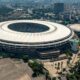 Vista aérea do Estádio do Maracanã no Rio de Janeiro, com o ginásio Maracanãzinho ao lado