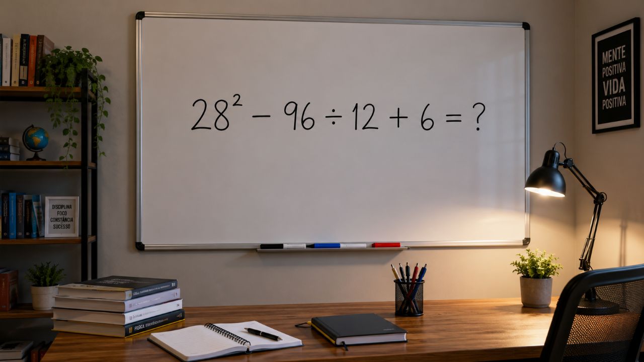 A conta que engana quem responde rápido e desafia você a resolver 28² − 96 ÷ 12 + 6