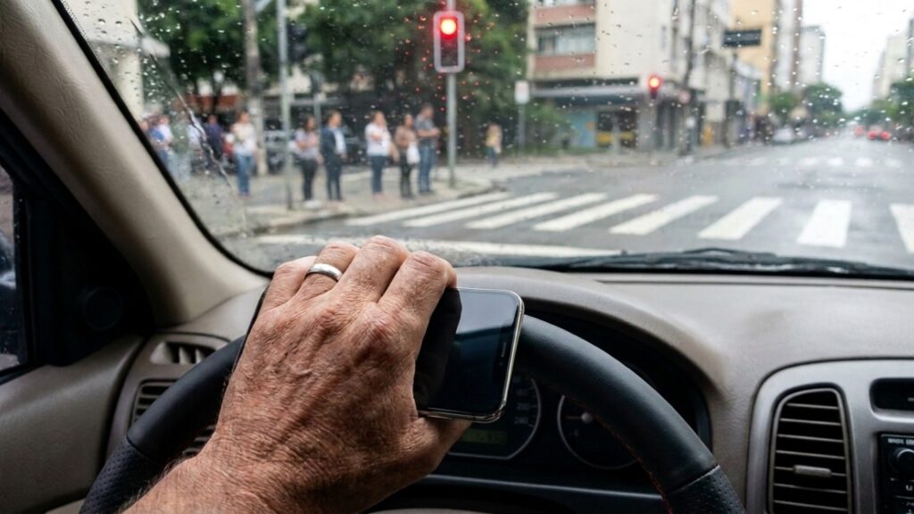 Motorista usa celular parado no semáforo achando que não há problema, mas regra de trânsito acaba iniciando surpresa com multa