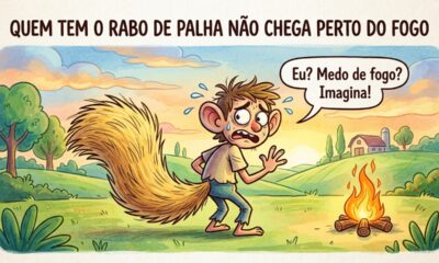 Provérbio do dia: “Quem tem o rabo de palha não chega perto do fogo.” Uma lição sobre quem evita situações capazes de revelar seus próprios erros