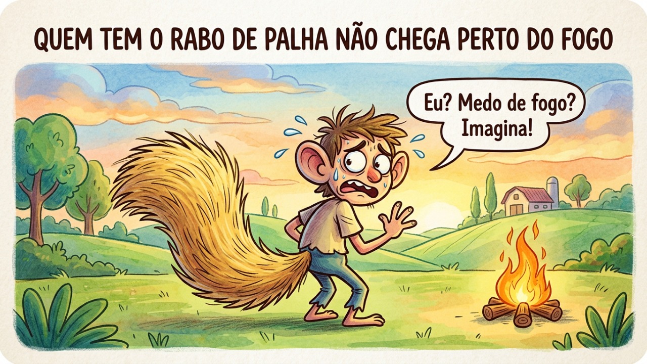 Provérbio do dia: “Quem tem o rabo de palha não chega perto do fogo.” Uma lição sobre quem evita situações capazes de revelar seus próprios erros