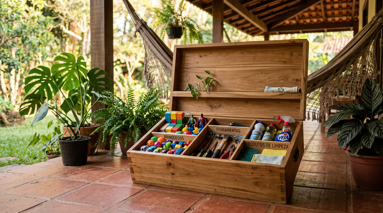 Como fazer uma caixa organizadora de madeira para guardar brinquedos, ferramentas e muito mais em casa