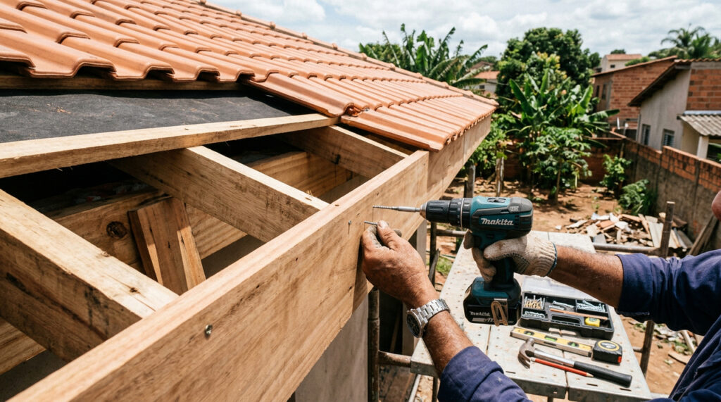 Esse beiral simples ajuda a evitar respingos, manchas e umidade nas paredes externas da casa