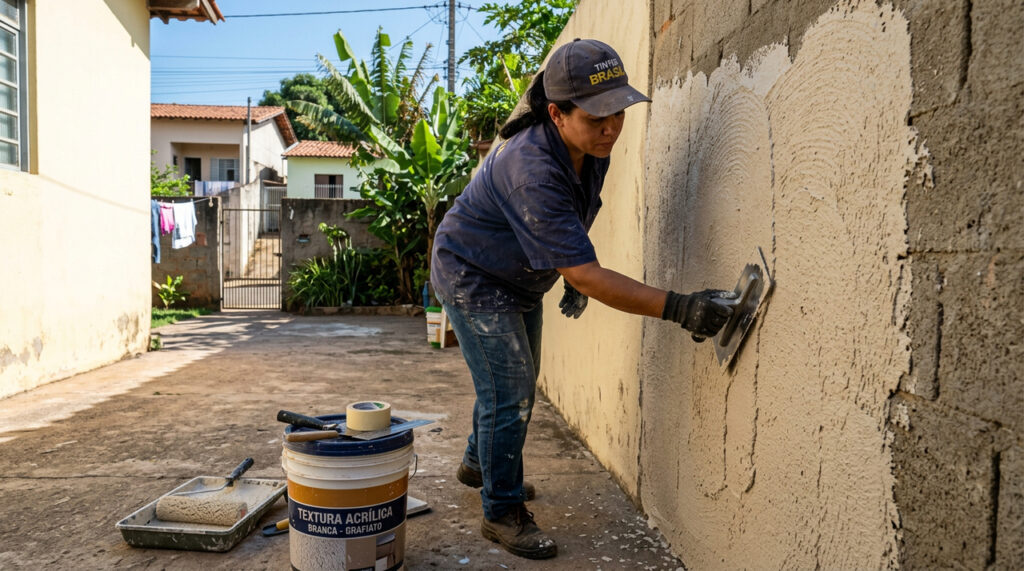 Esse acabamento com textura transforma muros simples e deixa a fachada muito mais bonita