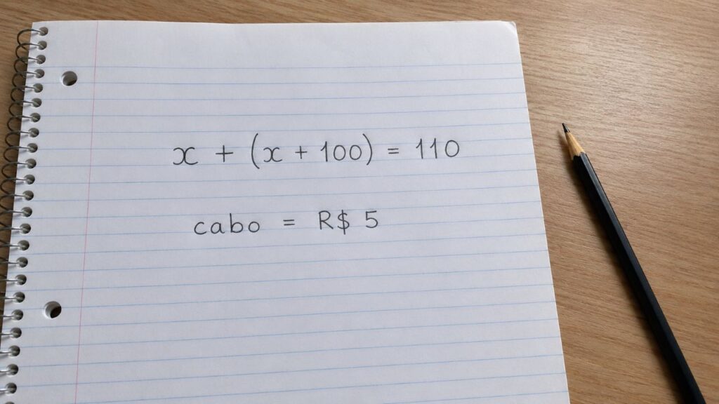 Um machado custa R$ 110. A lâmina custa R$ 100 a mais do que o cabo. Quanto custa o cabo? Resolva o enigma que apenas 3 em cada 10 pessoas conseguem acertar