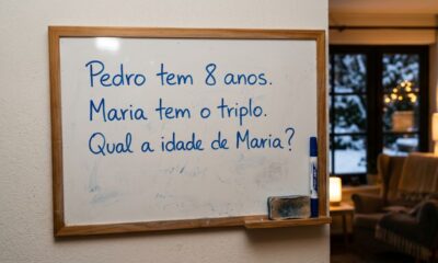 Maria tem o triplo da idade de Pedro. Daqui a 4 anos, Pedro terá 12. Quantos anos Maria tem hoje?