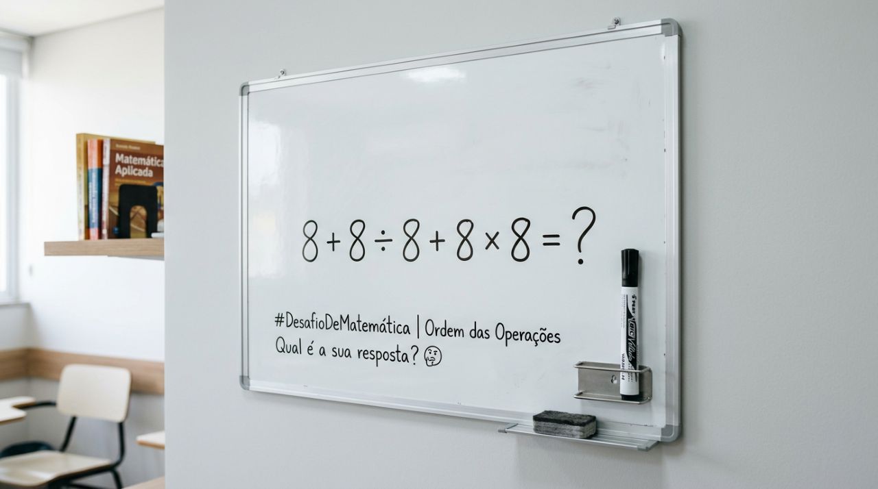 A expressão 8 + 8 ÷ 8 + 8 × 8 parece fácil, mas 62% das pessoas erram a ordem das operações