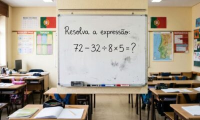 Esse cálculo de ensino fundamental engana até adultos: responda 72 − 32 ÷ 8 × 5 sem calculadora
