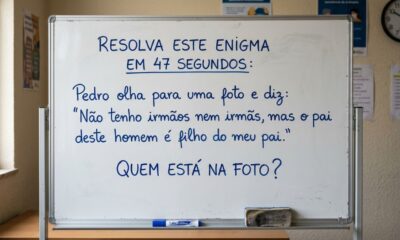 Resolva este enigma em 47 segundos: Pedro olha para uma foto e diz: “Não tenho irmãos nem irmãs, mas o pai deste homem é filho do meu pai.” Quem está na foto?